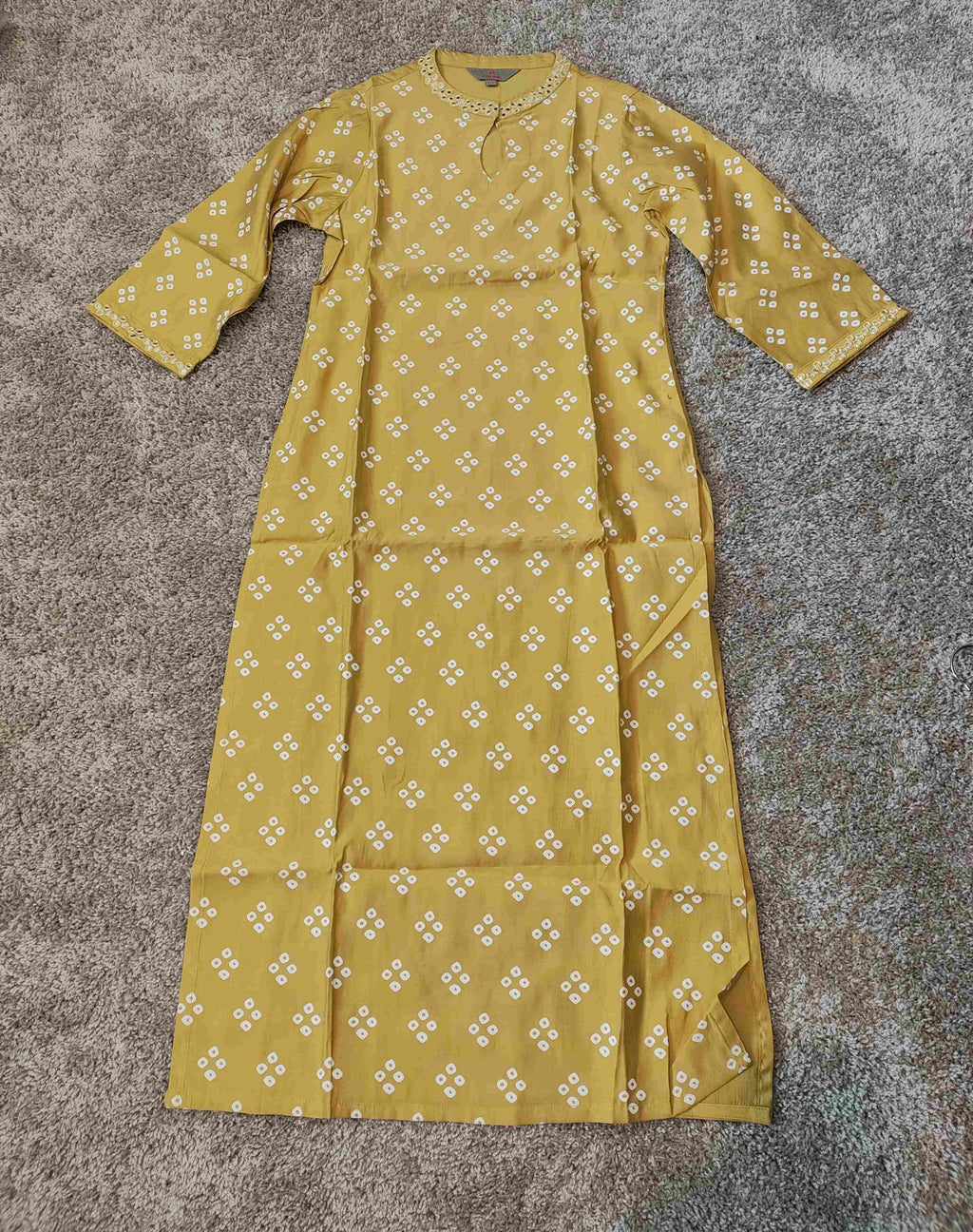 Viscose 3-Piece Kurti Set in Mustard Yellow