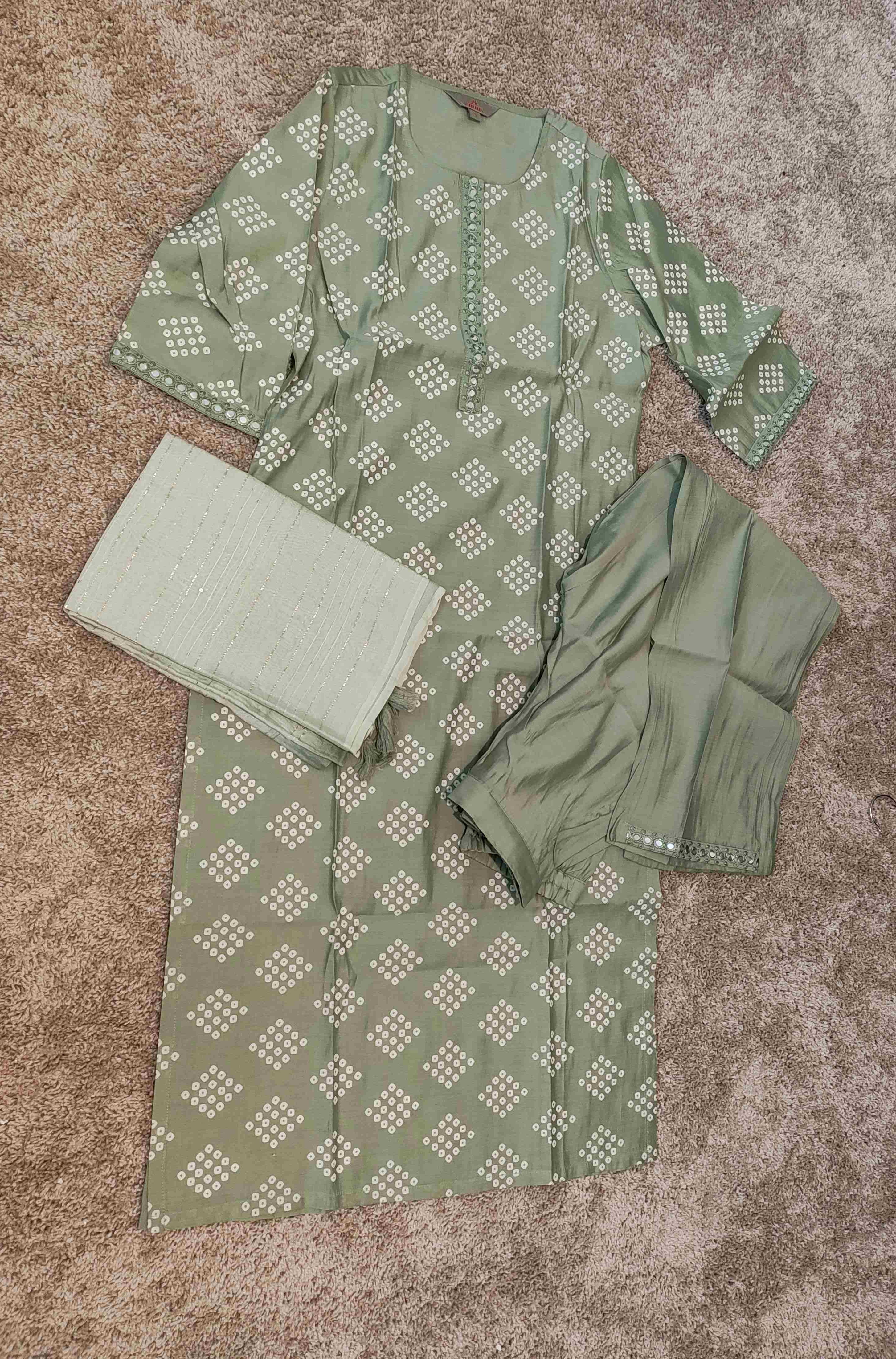 Viscose 3-Piece Kurti Set in Light Green