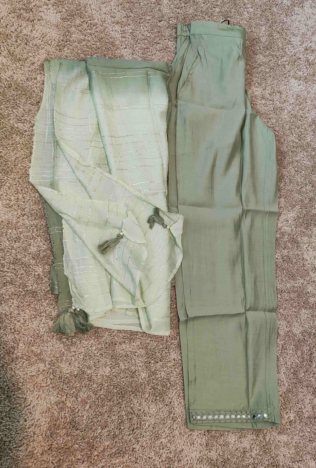 Viscose 3-Piece Kurti Set in Light Green