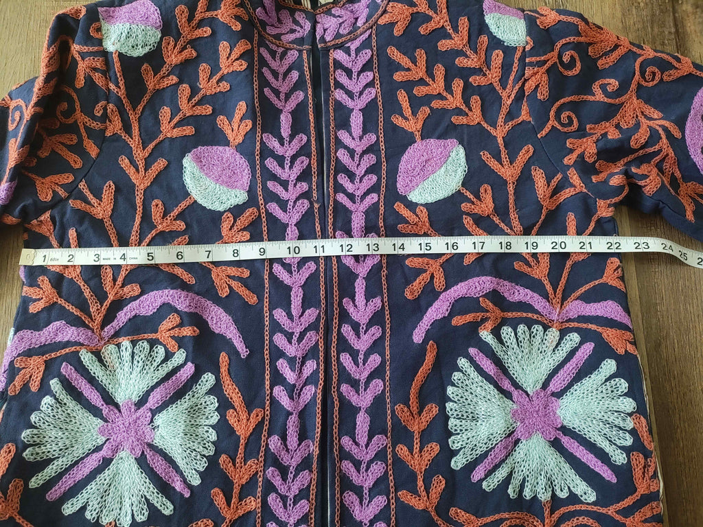 Navy Blue Suzani Hand Embroidered Jacket