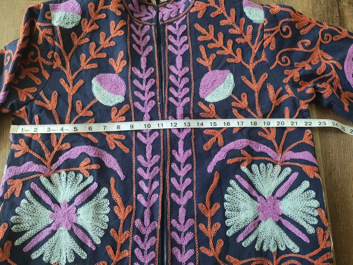 Navy Blue Suzani Hand Embroidered Jacket