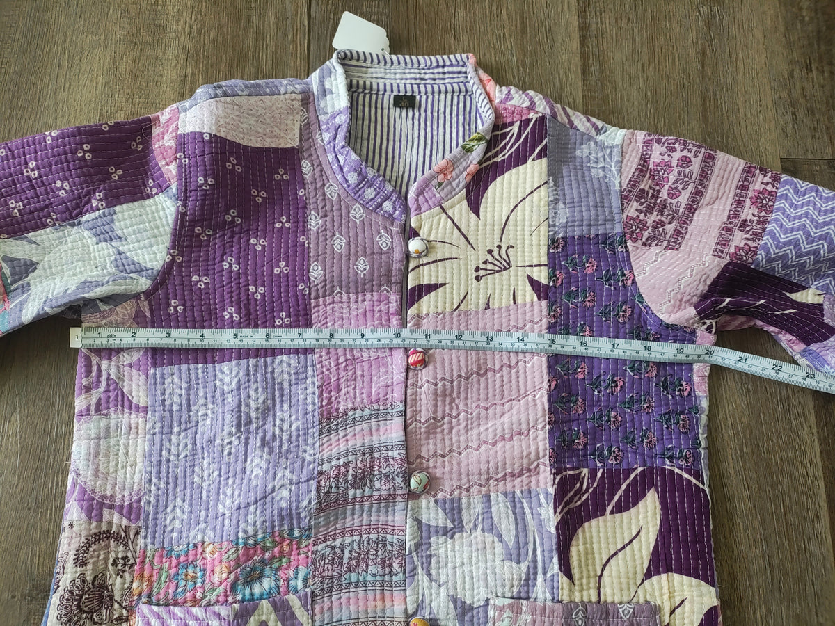 Lavender Patchwork Kantha Quilted Jacket