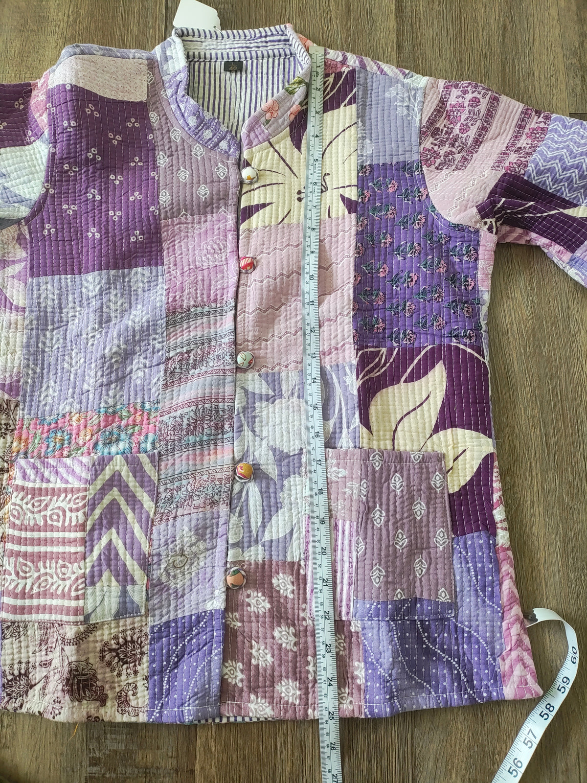 Lavender Patchwork Kantha Quilted Jacket