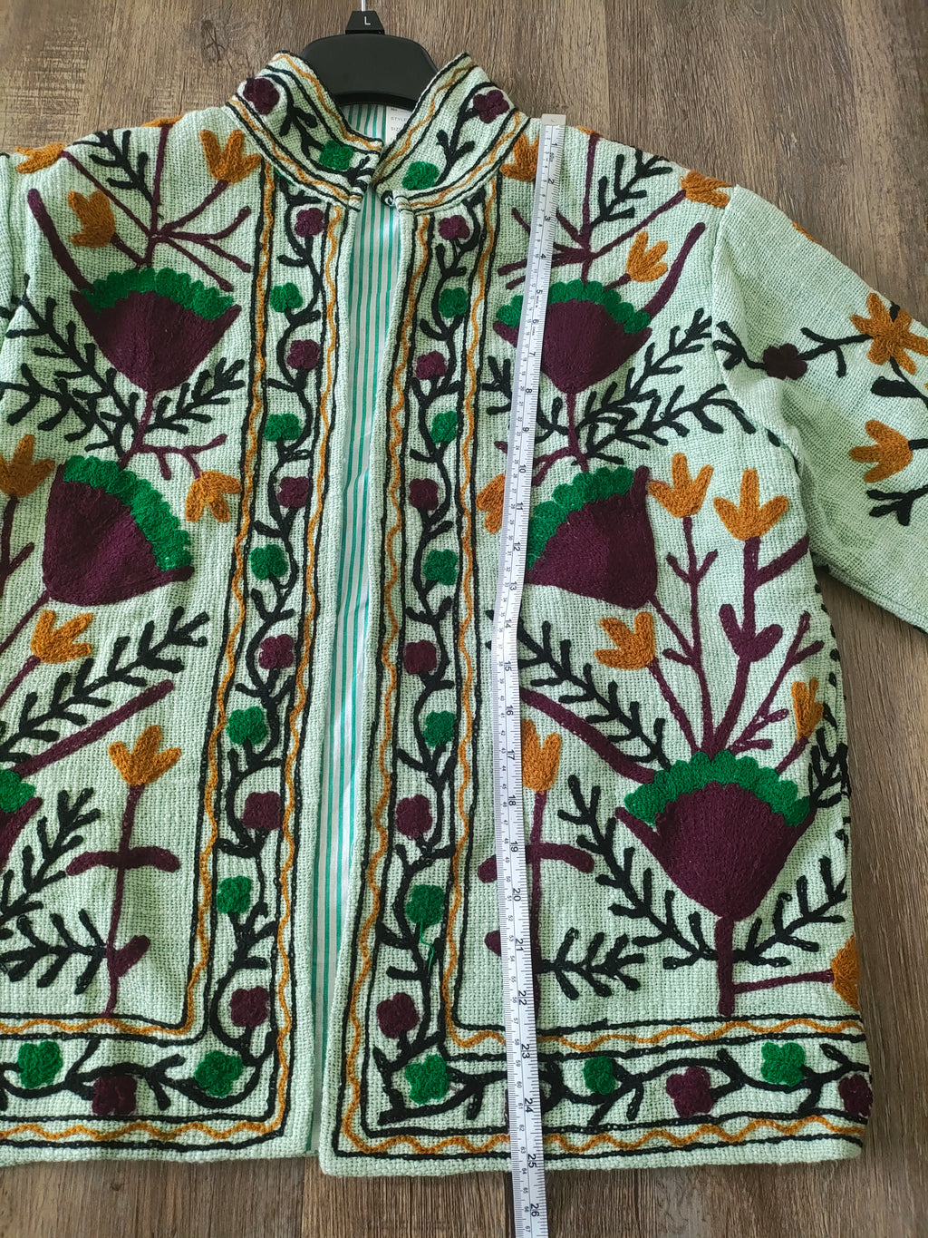 Mint Green Suzani Hand Embroidered Quilted Jacket