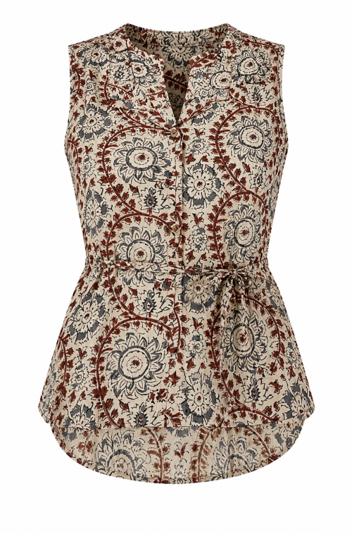 Kalamkari Cotton Sleeveless Top