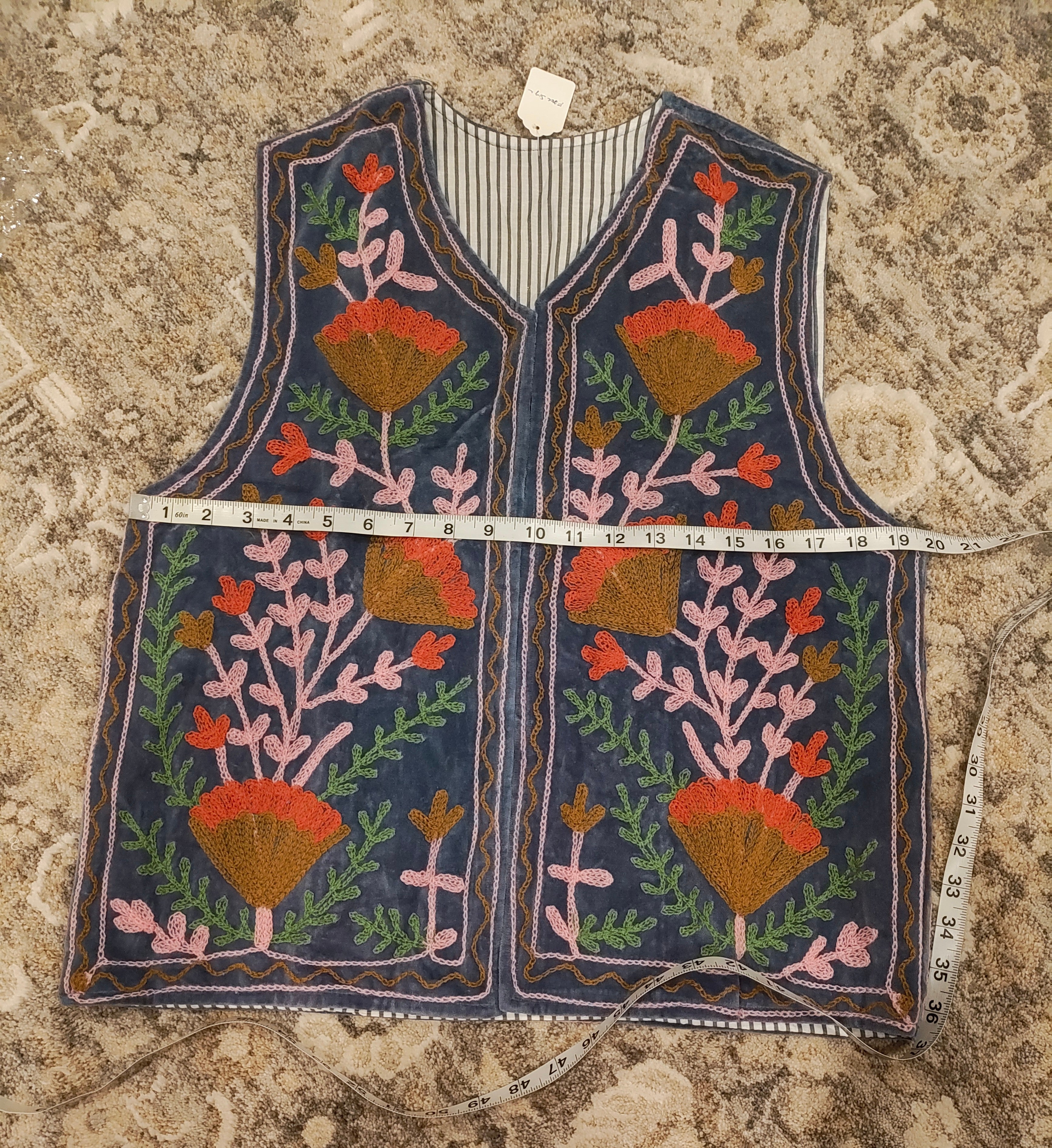 Floral Embroidered Velvet Vest